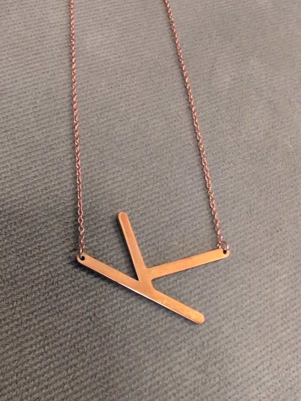 Rose Gold Letter K Pendant Necklace - Women's Jewelry